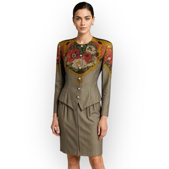 Vintage Donna Morgan Two Piece Jacket And Skirt Set Size 8 - Picture 2 of 13